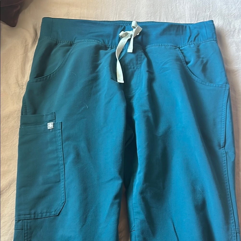 Figs Petite Kade Cargo Scrub Pants in Caribbean Blue